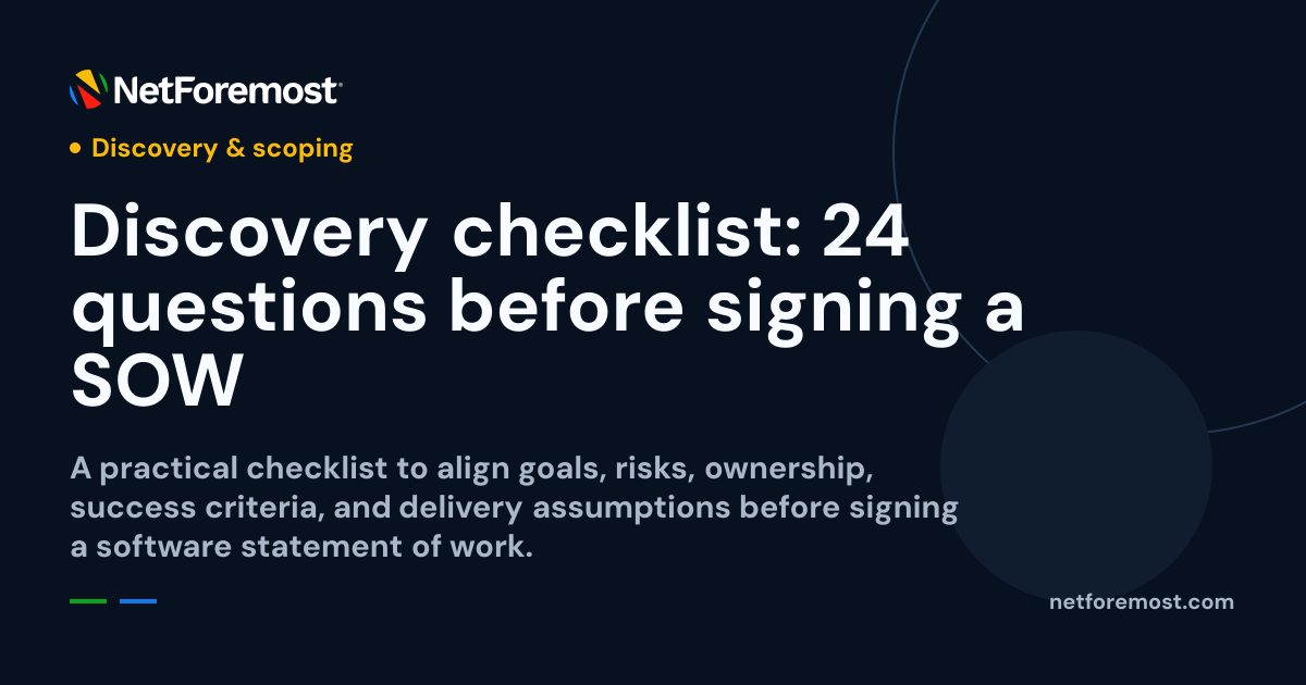 Discovery checklist: 24 questions before you sign a SOW — NetForemost